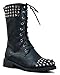 Nature Breeze Harley 14 Womens Military Lace up Studded Combat Boot Black