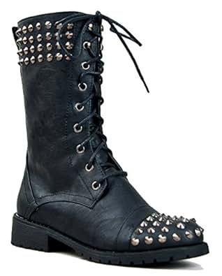 Amazon.com | Harley 14 Womens Military Lace up Studded