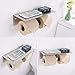 APLusee Double Toilet Paper Holder with Shelf, 304 Stainless Steel Brushed Nickel Bathroom Tissue Holder, Commercial Paper Roll Dispenser Wall Mounted