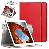Ztotop Case for iPad 9.7 inch 2017/2018,[360 Degree Rotating/Genuine Leather] with Auto Wake/Sleep, Pencil Holder, Hand Strap for New iPad Education, iPad 9.7 2017, iPad Air 2, Red
