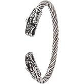 kkjoy Viking Bracelet for Men Stainless Steel Animal Head Screw Teen Cuff Bangle Norse Biker Nordic Pirates Amulet Jewellery