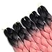 Lady Corner Ombre Braiding Hair 24inch Jumbo Braids High Temperature Fiber Synthetic Hair Extension 5pcs/Lot 100g/pc for Twist Braiding Hair (24inch(Pack of 5), Black-Smoke Pink)