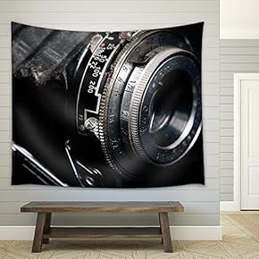 A Retro Camera Lens Close-Up - Fabric Wall Tapestry Home Decor - 51x60 inches