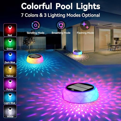 Joycome Outdoor Solar Pool Lights IP68 Waterproof Solar Lighting Pool with Remote Control, LED RGBCW Underwater Pool Lights for Outdoor Pond Party – 1 Pack