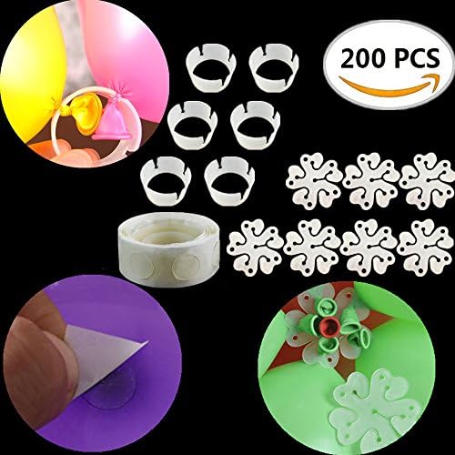 AROGEAR Balloon Accessories Balloon Arch Folders,Flower Shape balloon clips,Balloon Tape,200pcs Convenient Balloon Connectors for Birthday Wedding Party Festival Decoration