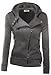 DJT Womens Casual Oblique Zipper Hoodie Jacket Coat XX-Large Dark Grey