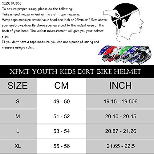 XFMT DOT Youth Kids Motocross Offroad Street Dirt Bike Helmet Youth