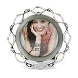 Fetco Home Décor Bishop Twirled with Stones Picture Frame, Fashion Metals, 3 by 3-Inch, Pewter