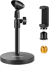 BILIONE 101S 3 in 1 Desk Mic Stand with Phone Clip Black view 1