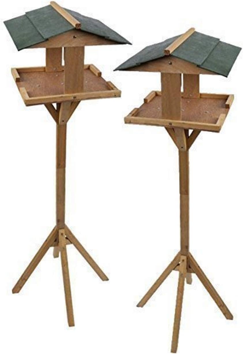 Roots & Shoots 2 x Traditional Free Standing Large Wooden Bird Table