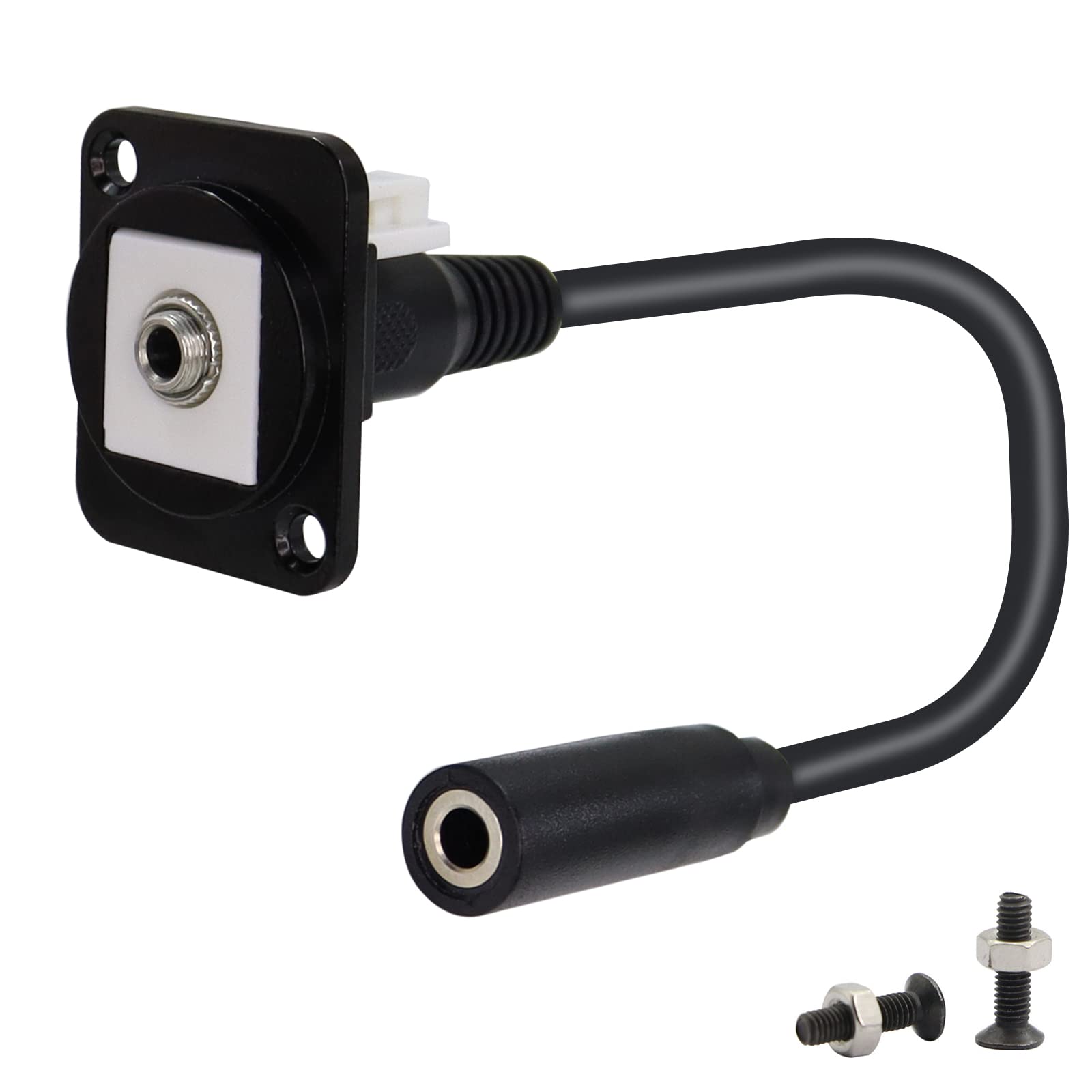QIANRENON TRS 1/8 Stereo Panel Connector TRS 3.5mm Female to Female Short Cable Pass Through Coupler, XLR Panel Mount, for Stereo Cable Speakers and Headphones