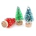 18pcs Multicolor Mini Pine Trees Frosted Sisal Trees with Wood Base Bottle Brush Trees Plastic Winter Snow Ornaments Tabletop Trees for Crafting, Displaying and Decoration