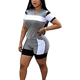 TOPONSKY Womens 2 Piece Sports Outfit Tracksuit Shirt Shorts Jogger Bodycon Sets