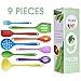 TTLIFE Silicone Utensils Kitchen Colorful 9 Pieces With Turner, Spatula, Soup Ladle,Brush,Long Handle Shovel,Long Spoon,Slotted Spoon,Shovel Spoon,Colander for Cooking/Baking/BBQ