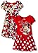 Disney Little Girls' 2 Pack Minnie Rocks The Dots Dresses, Red, 4
