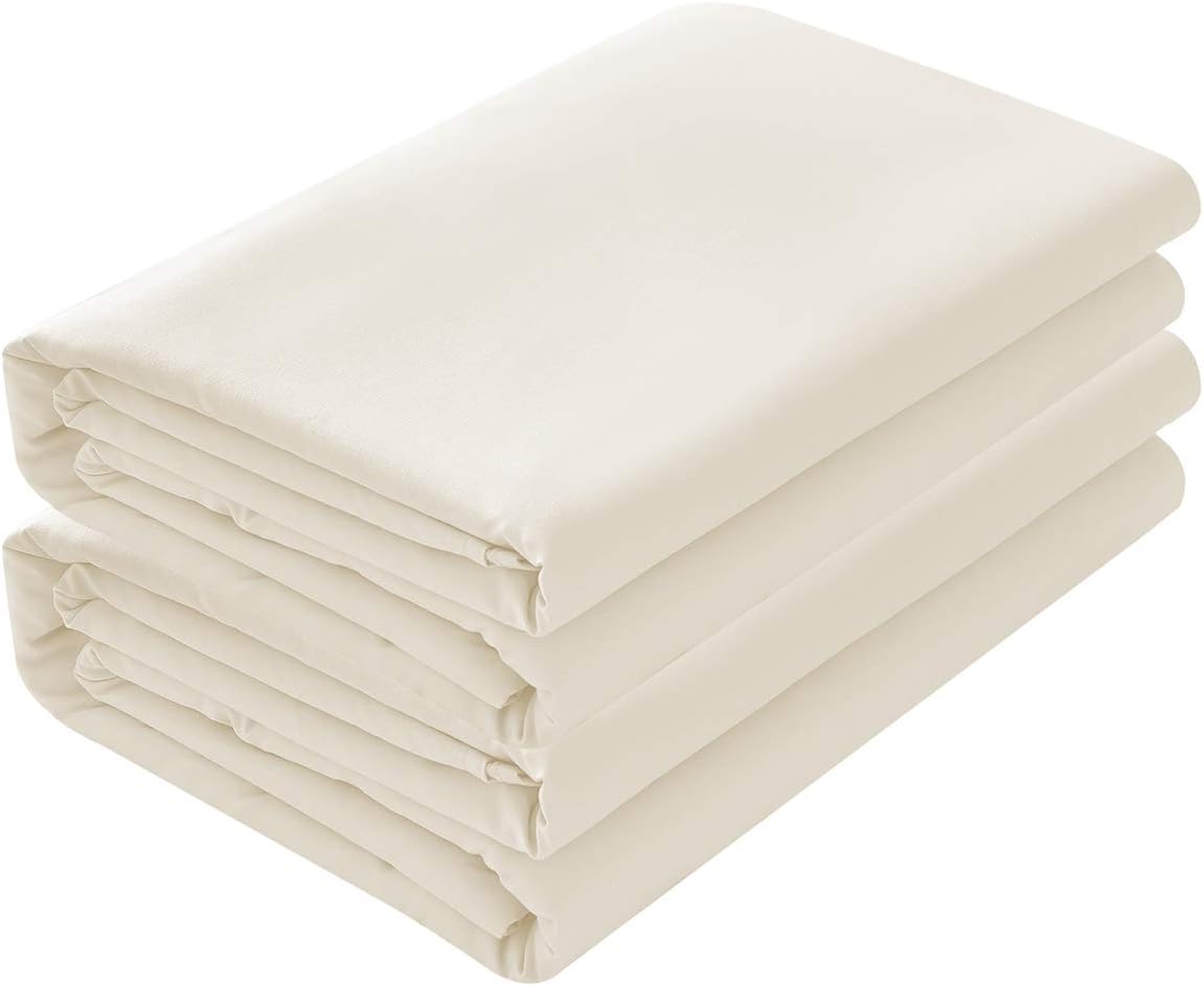Basic Choice 2-Pack Flat Sheets, Breathable Series Bed Top Sheet, Wrinkle, Fade Resistant, Standard 100 by Oeko-Tex - King/California King, Ivory