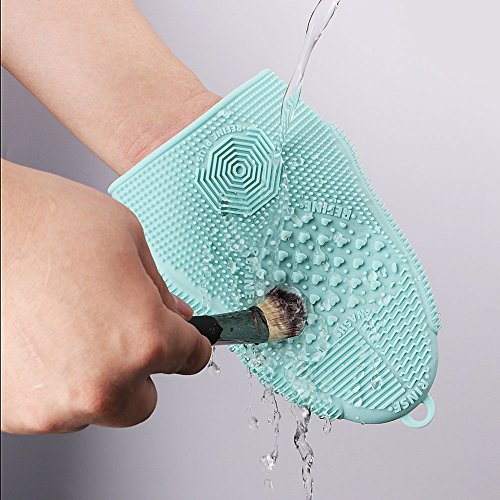 ScivoKaval Makeup Brush Cleaner Glove Mat Mitt Silicone Cosmetic Cleaning Scrubber Tool Face Brushes and Eye Brush Washing Pad Mint Green