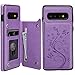 Vaburs S10 Plus Case Wallet with Card Holder, S10+ Embossed Butterfly Premium PU Leather Double Magnetic Buttons Flip Shockproof Protective Case Cover for Samsung Galaxy S10 Plus(Purple)