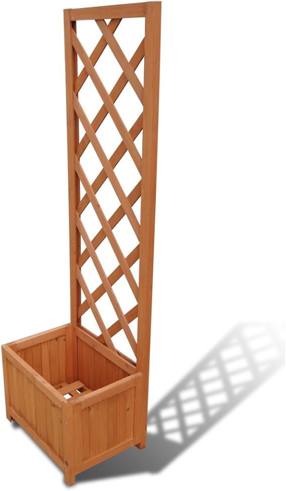 Anself Pflanzkasten Mit Spalier Pflanzkubel Mit Rankgitter Aus Holz 40 X 30 X 135 Cm Amazon De Garten