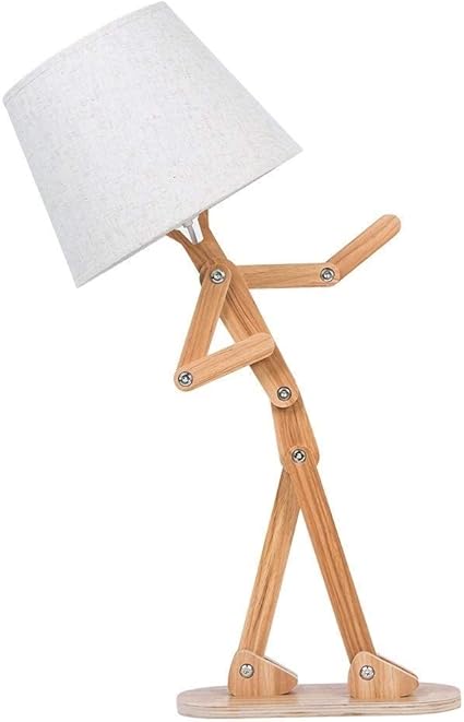 Tyzxr Einzigartige Mann Holz Schreibtischlampe Mit Retro Lampenschirm Diy Flexible Schaukel Arm Beistelltisch Licht Fur Kinder Jungen Schlafzimmer Wohnzimmer Lesestudie Arbeitslampe Licht Amazon De Kuche Haushalt