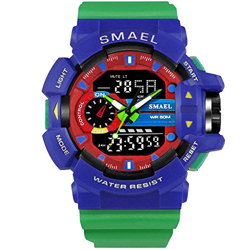 IBANSE Men's Sports Analog Quartz Watch Dual Display Waterproof Digital Watches with LED Backlight relogio Masculino El Movimiento de Los relojes