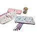 MOMOONNON 4PCS Cute Unicorn Cartoon Zipper Pencil Case Pouch Pen Holder Makeup Bag Organizer Canvas Stationery Storage Bag for Kids Girls