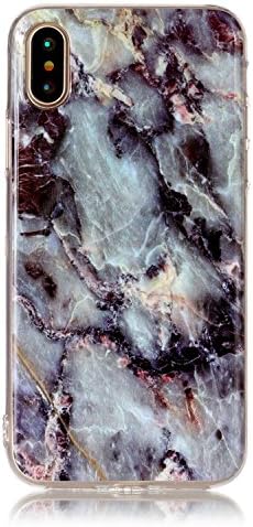 iPhone X Case, Gefee Marble Design Ultra Slim Clear Bumper TPU Soft Rubber Silicone Case Cover for Apple iPhone X (Grey)