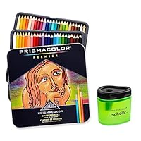 Prismacolor Premier Soft Core Colored Pencil, Set of 48 Assorted Colors (3598T) + Prismacolor Scholar Colored Pencil Sharpener (1774266)