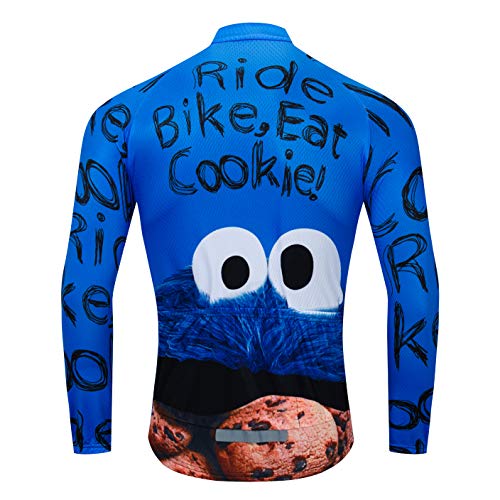 Men's Long Sleeve Cycling Jersey Biking Shirts Breathable Bike Tops Bicycle Eye Blue XXXL - Thumbnail 3