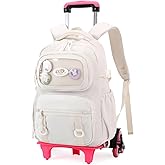 LANSHIYA Girls Rolling Backpack Elementary School Bag with Wheels, Trolley Bags for Kids Roller Backpack for Girls Boys