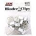 JAM PAPER Colorful Binder Clips - Small - 3/4 Inch (19 mm) - White Binderclips - 25/Pack