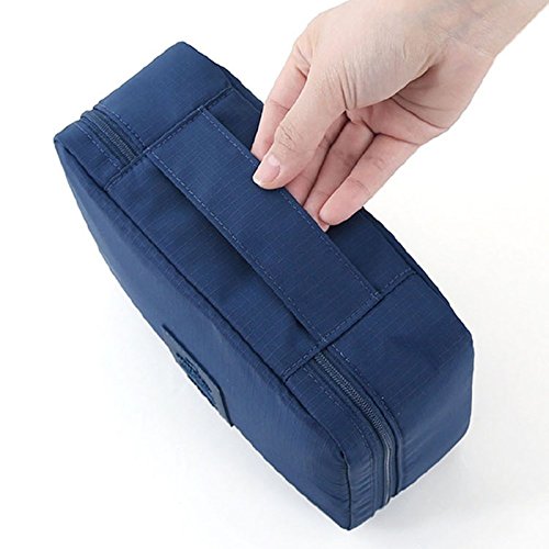 SGirl Portable Waterproof Multi-Functional Women Lady Travel Organizer Bra Storage Underwear Lingerie Bag Cosmetic Makeup Case Toiletry Wash Storage (Dark blue)