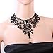 JoyTong Black Lace Necklace Earrings Set, Lace Pendant Choker and Eardrop (Red)