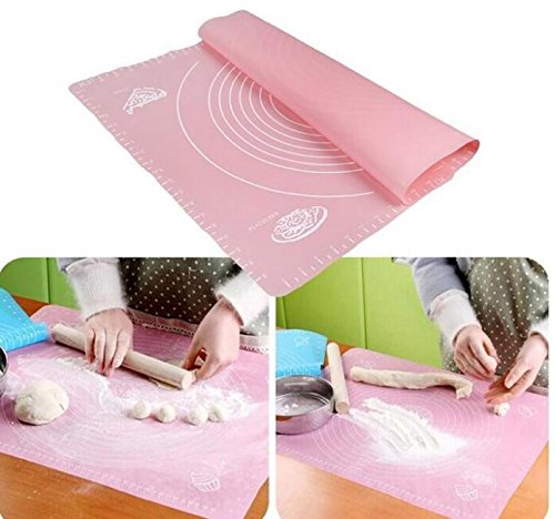 Daiweis Extra Large Silicone Baking Mat for Pastry Rolling with Measurements Pastry Rolling Mat, Reusable Non-Stick Silicone Baking Mat (pink) - Thumbnail 3
