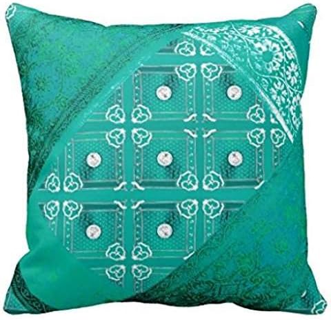 Damask Faux Silk And Satin Turquoise Green Look Throw Pillow Case