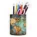 COOLBROS Office Desk Accessories Pu Leather Cover Round Pens Pencils Holder Desk Organizer (world)
