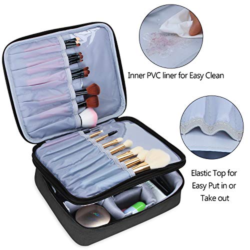 Teamoy Travel Makeup Brushes Bag(up to 10"), Professional Makeup Train