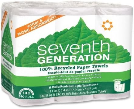 Wholesale CASE of 10 - Seventh Gen. 2-Ply Recycled Paper Towels-Paper Towels,Recycled,2-Ply,140 Sh,11"x5-2/5",6RL/PK,WE