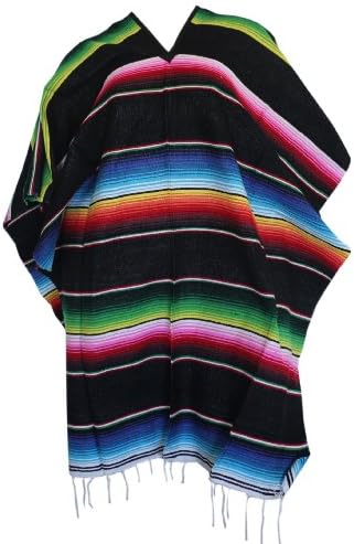 Del Mex (TM) Mexican Serape Adult Poncho You Choose Color.