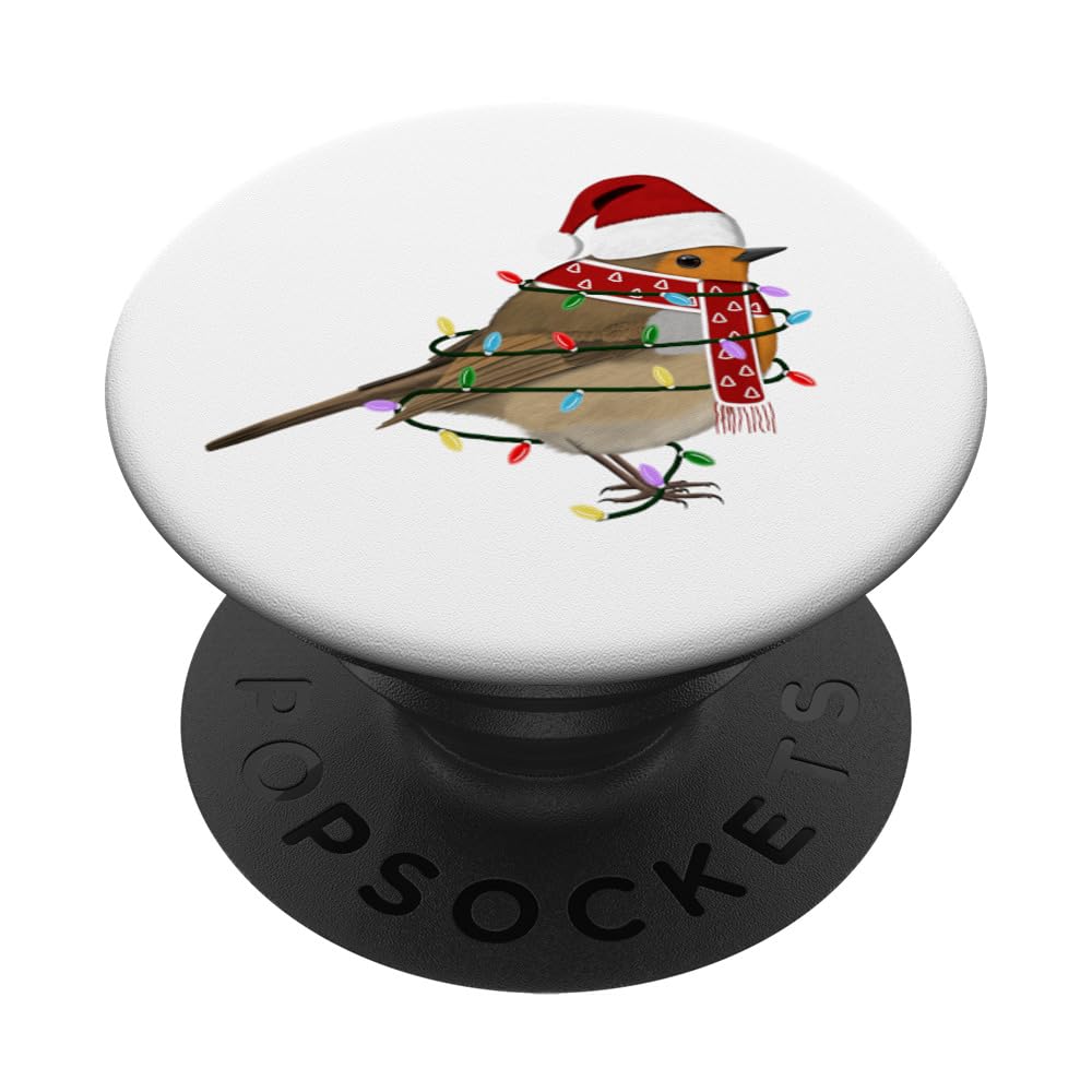 Robin Christmas Tree Bird Santa Claus Biologist Animal PopSockets Adhesive PopGrip