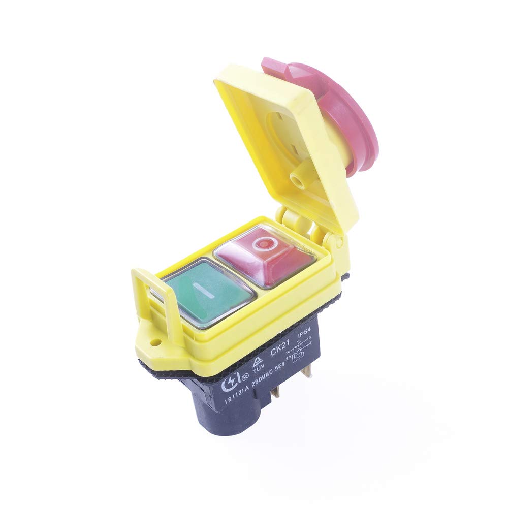 ANGEEK CK21D/250V 2-Button IP54 Waterproof Dustproof Momentary Electromagnetic Switch for Machine Safety Stop