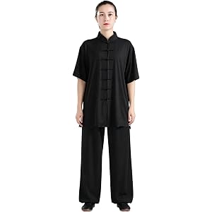 Tai Chi Uniform Set, Unisex Kung Fu Outfit with Mandarin Collar, Soft Stretch Martial Arts Clothing for Meditation Training