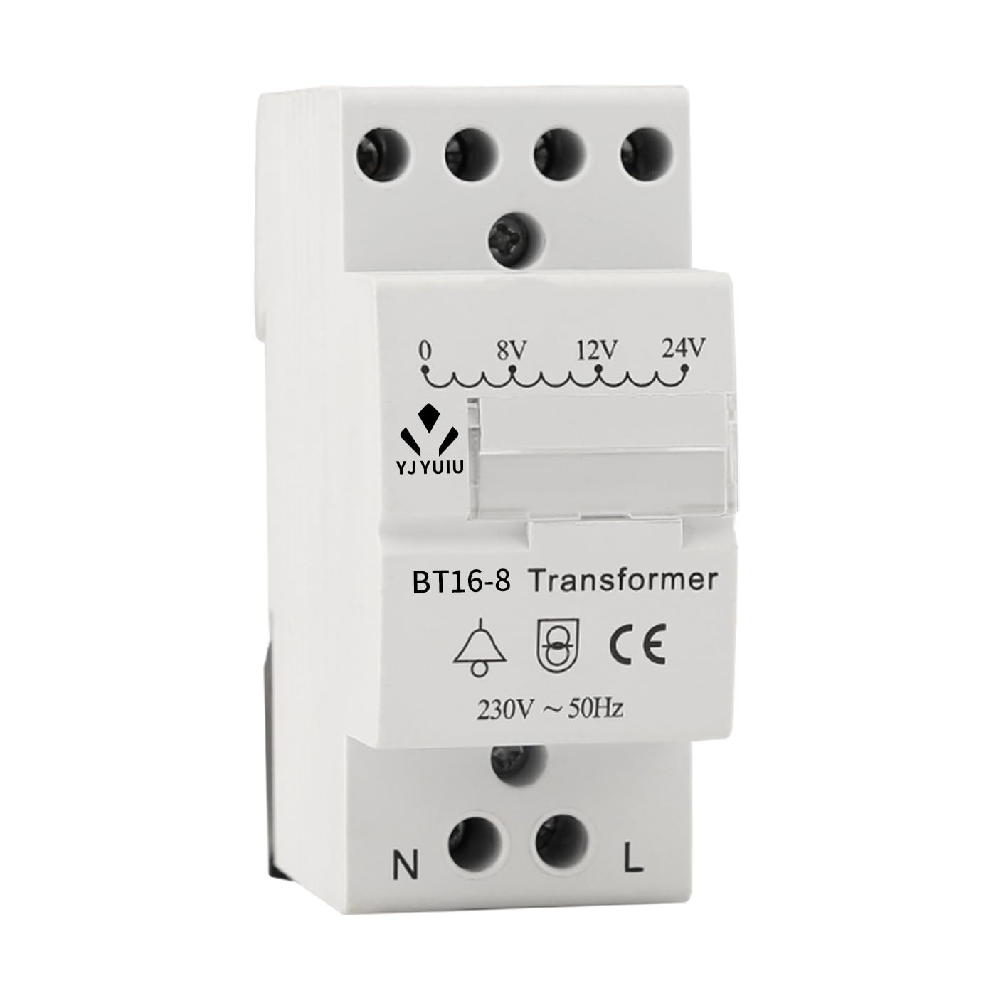 YJYUIU YJUBT16 Door Bell Transformer 8V/12V/24V-For Wired Doorbell & Compatible With Chime/Smart Door Bell-DIN Rail Mountable