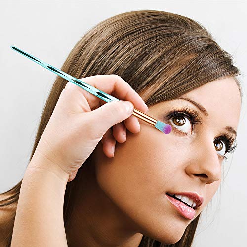 Makeup Brush Set, KOMAKE 12pcs Blue Makeup Brushes Travel Set With Holder Makeup Brush Organizer Foundation Powder Contour Blush Eye Cosmetic Brush Sets With Bonus Gift Makeup Sponge - Thumbnail 6