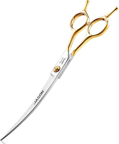 Jason 7.5 Inch Curved Dog Grooming Scissors 440C Stainless Steel Right Handed