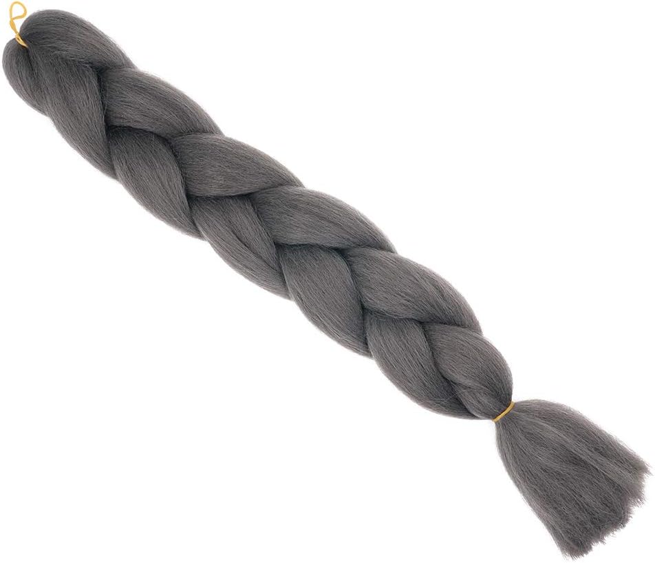 24" Braiding Hair Extension Jumbo Braids Synthetic Crochet Hair Afro Box Braid Heat Resistent (Dark Gray) - Image 4
