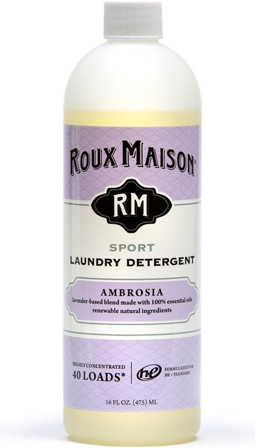 Roux Maison Sport Laundry Detergent - All Natural Laundry Detergent, Up to 40 Machine Wash Loads - Ambrosia 16oz.
