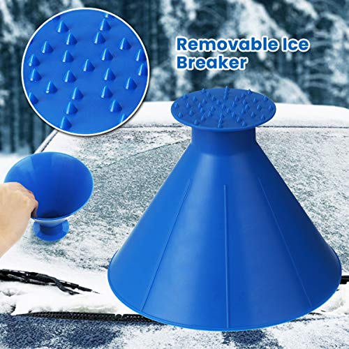 Godmorn Magical Car Ice Scraper Cone, Windshield Snow Scraper Round Window Frost Snow Remover, Ice Scraper for Car, Blue 8 Pcs