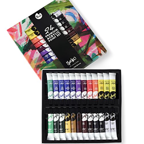 Pluqis Maestro Fine Art Premium Acrylic Paint, Set of 24 Colors, 0.4 oz/12ml