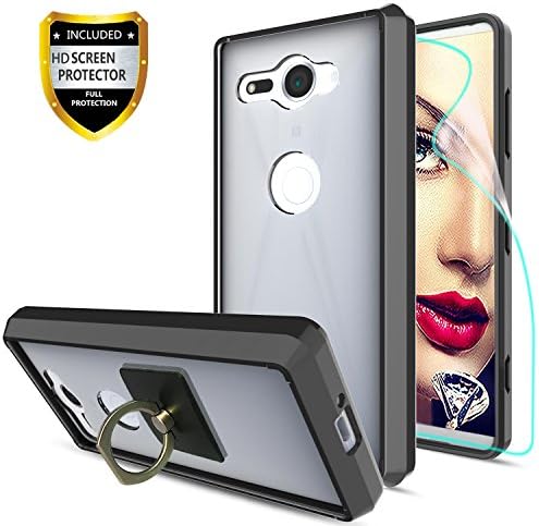 Sony Xperia XZ2 Compact Clear Case With HD Screen Protector + Phone Stand,Athchu [Anti-Scratch] [Shock Absorption] [Air Hybrid] Ultra Slim Bumper Phone Cases Cover For Sony Xperia XZ2 Compact-CB Black